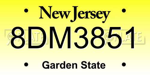 8DM3851 New Jersey License Plate