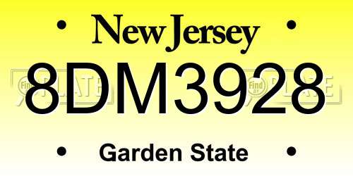 8DM3928 New Jersey License Plate