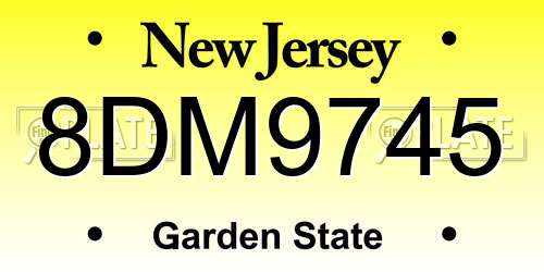 8DM9745 New Jersey License Plate