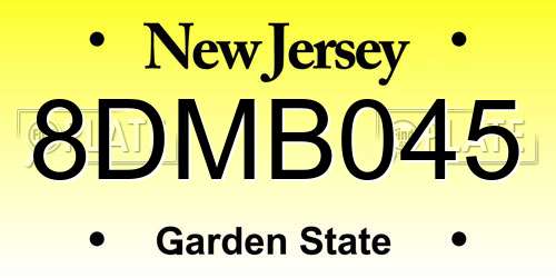 8DMB045 New Jersey License Plate