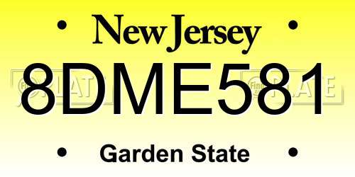 8DME581 New Jersey License Plate