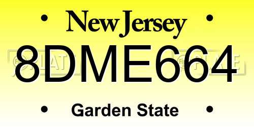 8DME664 New Jersey License Plate