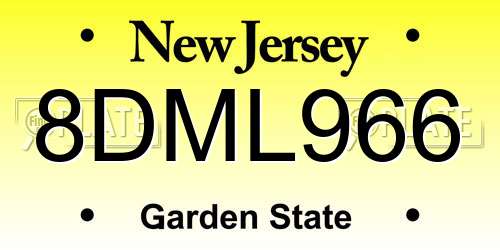 8DML966 New Jersey License Plate
