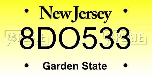 8DO533 New Jersey License Plate