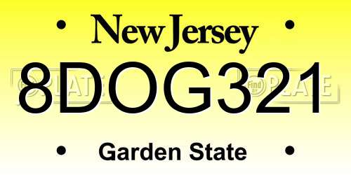 8DOG321 New Jersey License Plate