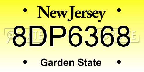 8DP6368 New Jersey License Plate