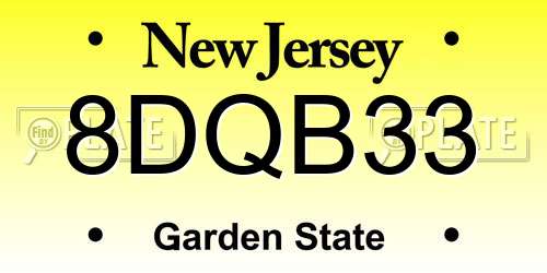 8DQB33 New Jersey License Plate