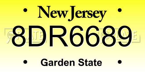 8DR6689 New Jersey License Plate