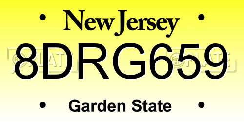 8DRG659 New Jersey License Plate