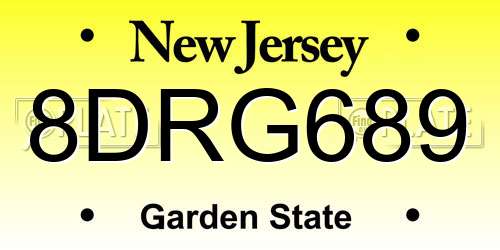 8DRG689 New Jersey License Plate