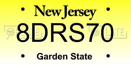 8DRS70 New Jersey License Plate
