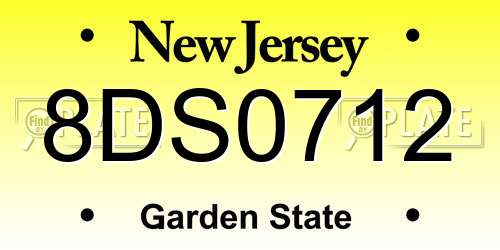 8DS0712 New Jersey License Plate