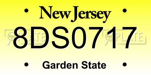 8DS0717 New Jersey License Plate