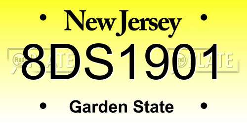 8DS1901 New Jersey License Plate