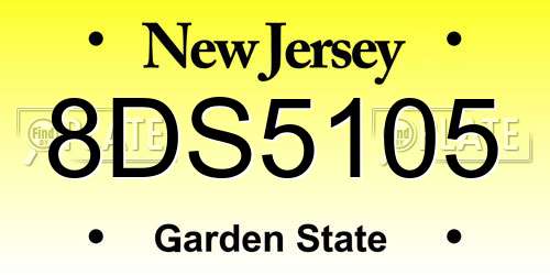8DS5105 New Jersey License Plate