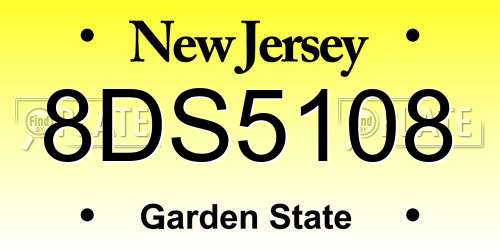 8DS5108 New Jersey License Plate