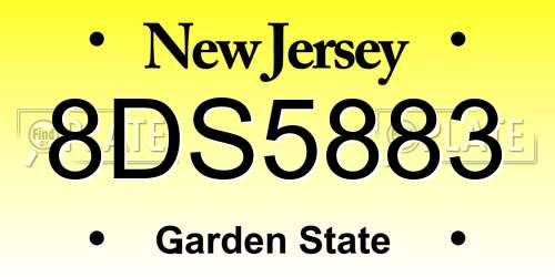 8DS5883 New Jersey License Plate