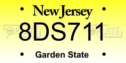 8DS711 New Jersey License Plate
