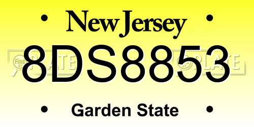 8DS8853 New Jersey License Plate