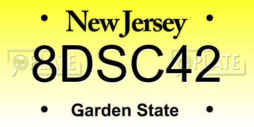 8DSC42 New Jersey License Plate