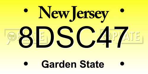 8DSC47 New Jersey License Plate