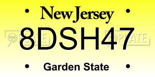 8DSH47 New Jersey License Plate