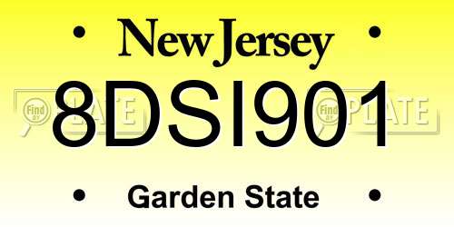8DSI901 New Jersey License Plate