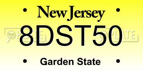 8DST50 New Jersey License Plate