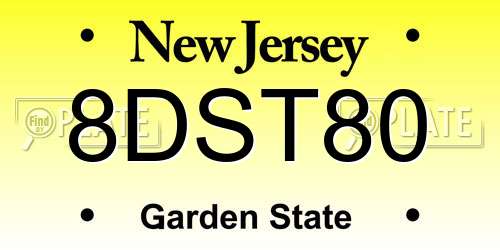 8DST80 New Jersey License Plate