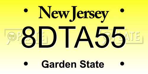 8DTA55 New Jersey License Plate