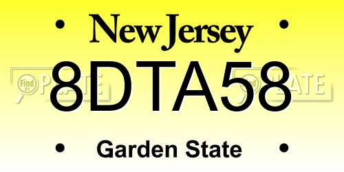 8DTA58 New Jersey License Plate