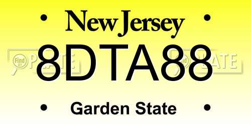 8DTA88 New Jersey License Plate