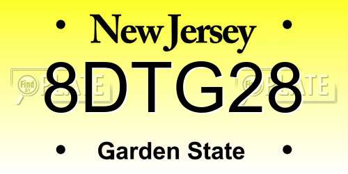 8DTG28 New Jersey License Plate
