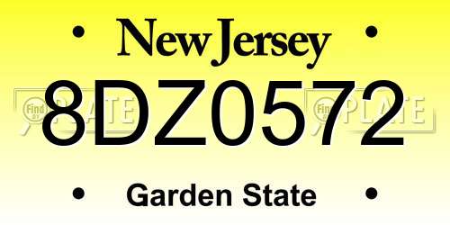 8DZ0572 New Jersey License Plate