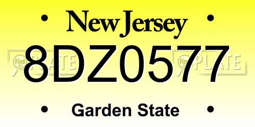 8DZ0577 New Jersey License Plate
