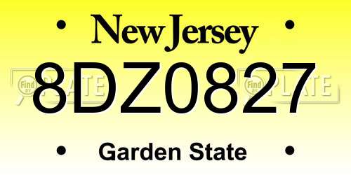 8DZ0827 New Jersey License Plate