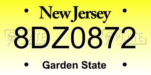 8DZ0872 New Jersey License Plate
