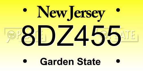 8DZ455 New Jersey License Plate
