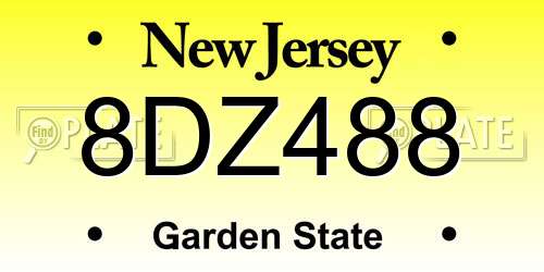 8DZ488 New Jersey License Plate