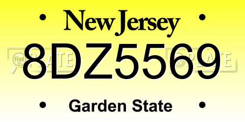 8DZ5569 New Jersey License Plate