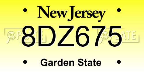 8DZ675 New Jersey License Plate