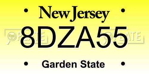 8DZA55 New Jersey License Plate