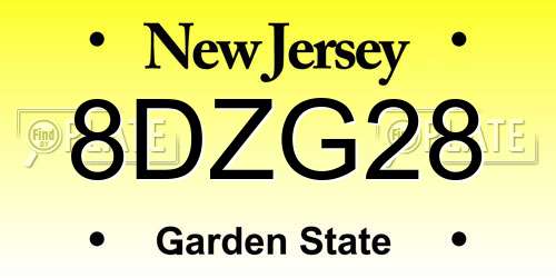 8DZG28 New Jersey License Plate