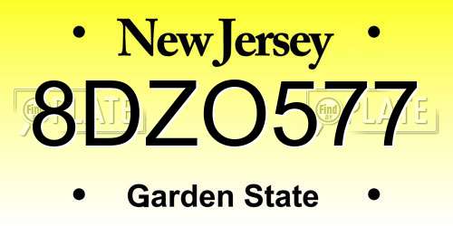 8DZO577 New Jersey License Plate