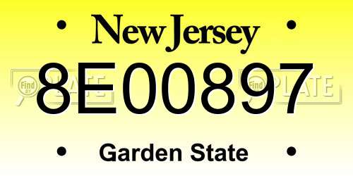 8E00897 New Jersey License Plate