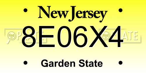8E06X4 New Jersey License Plate