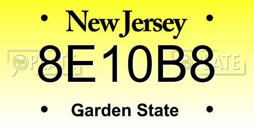 8E10B8 New Jersey License Plate
