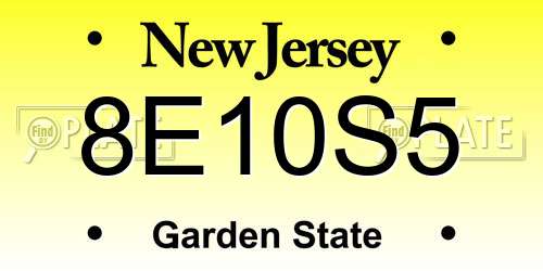 8E10S5 New Jersey License Plate