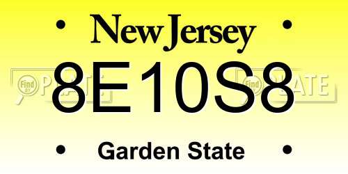 8E10S8 New Jersey License Plate