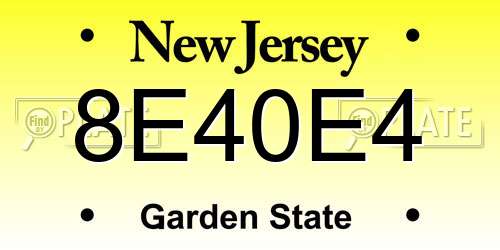 8E40E4 New Jersey License Plate